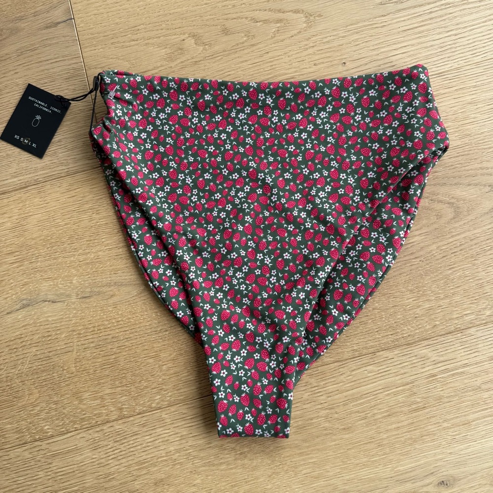 NWT Skatie Floral Strawberry High Waist Bikini Bottom